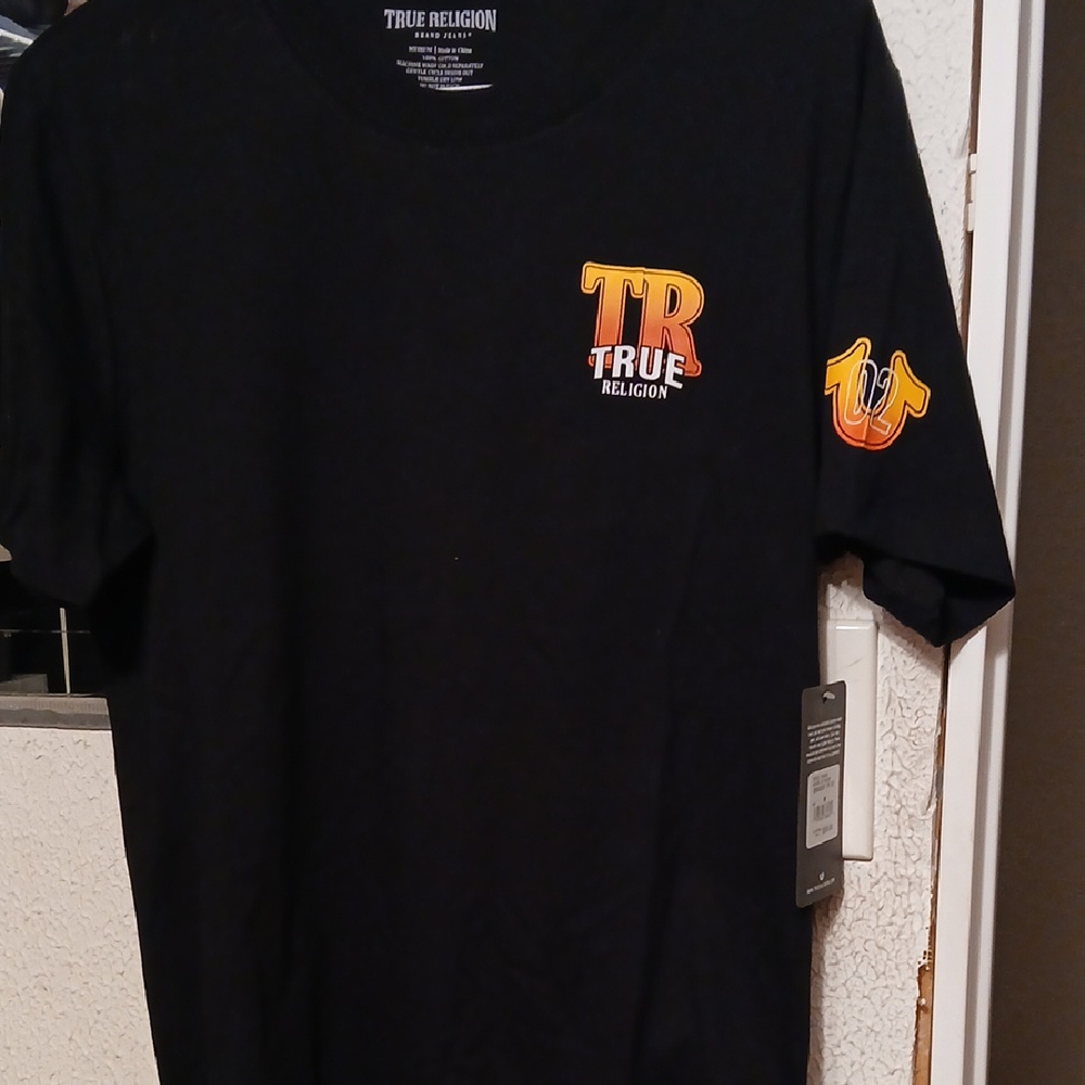 True Religion Black Tee with Vibrant Logo